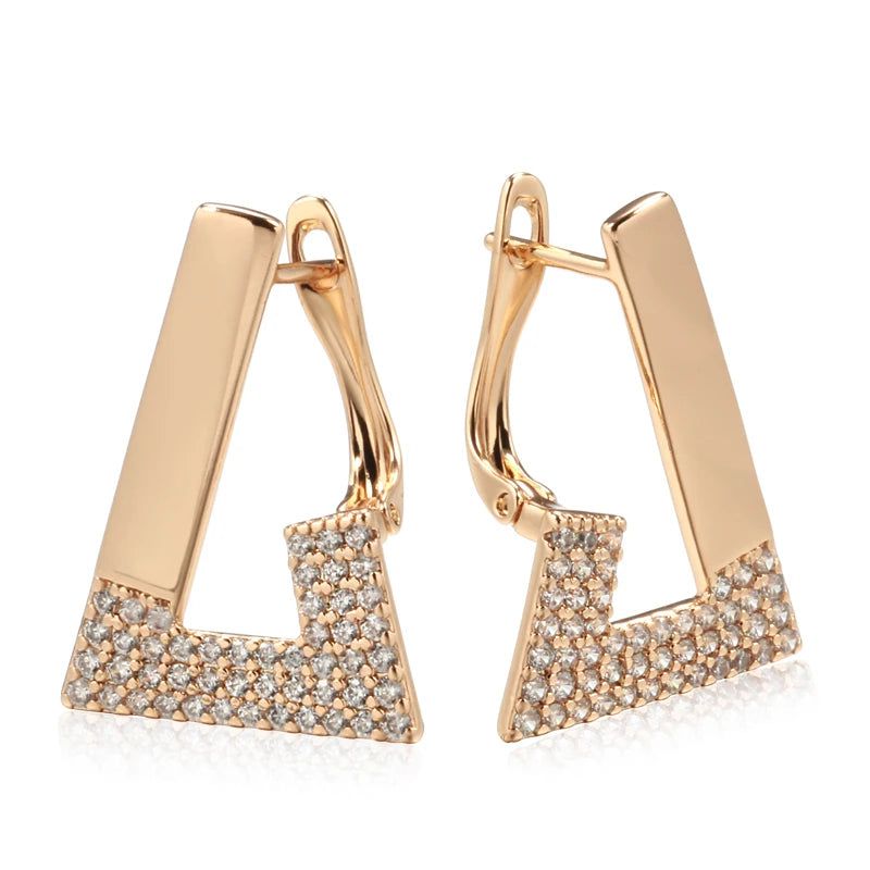 Smart Vintage-Inspired 585 Rose Gold Geometric Drop Earrings with Cubic Zirconia