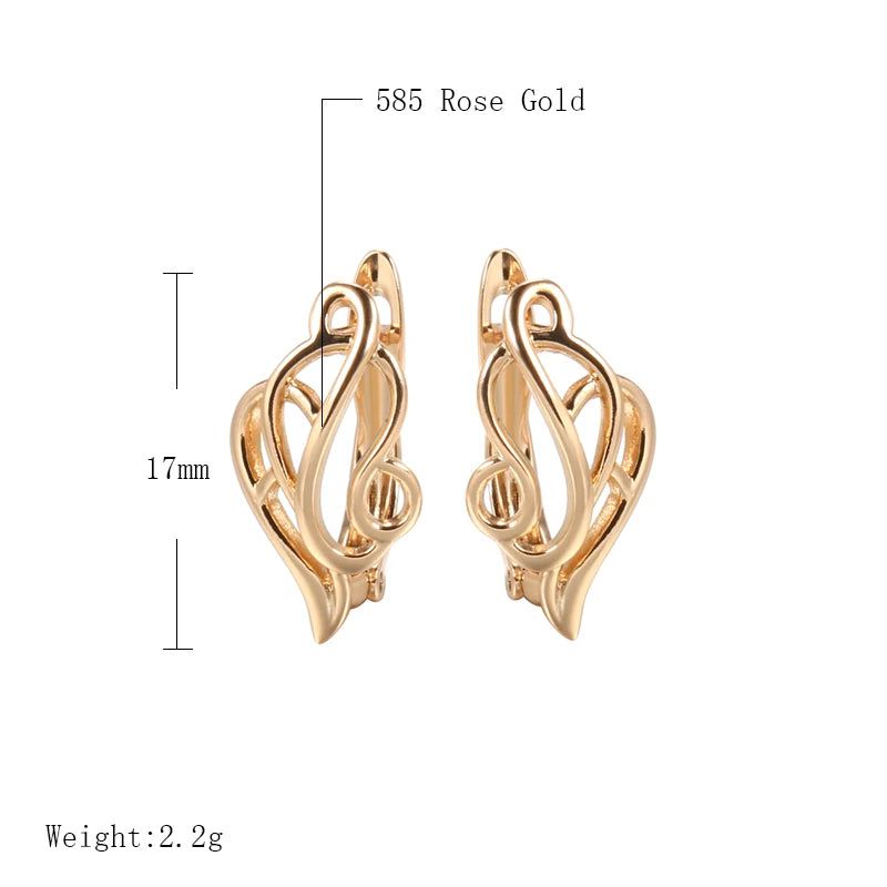 Smart Vintage-Inspired 585 Rose Gold Hollow Clip Earrings with Zircon Accents