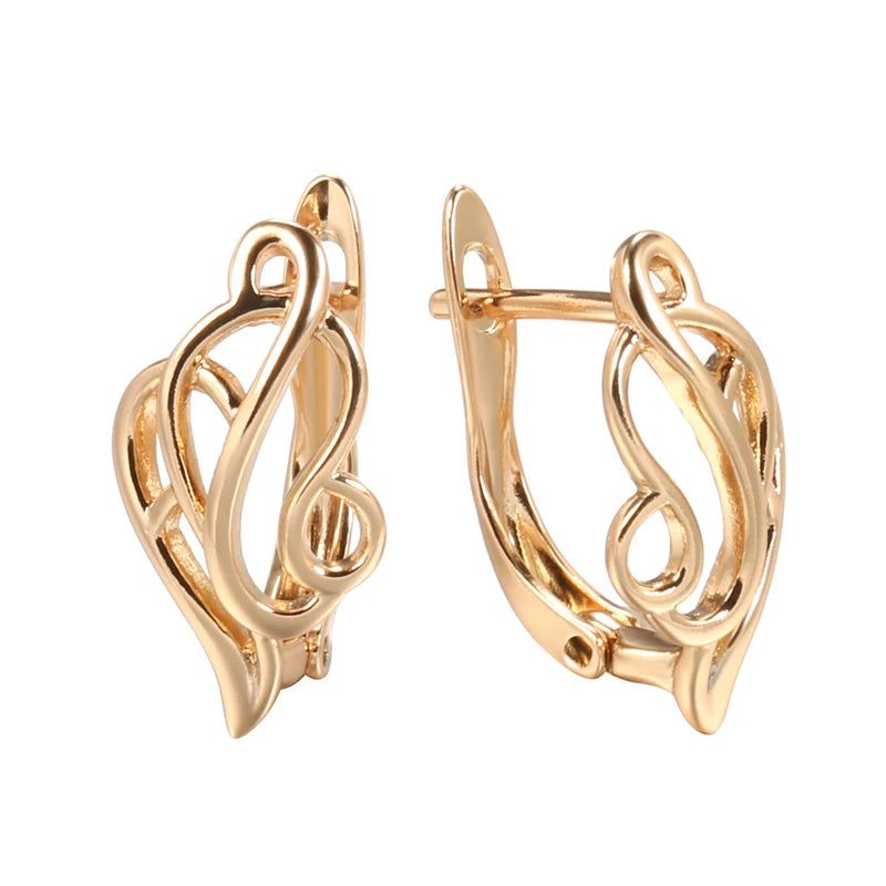 Smart Vintage-Inspired 585 Rose Gold Hollow Clip Earrings with Zircon Accents