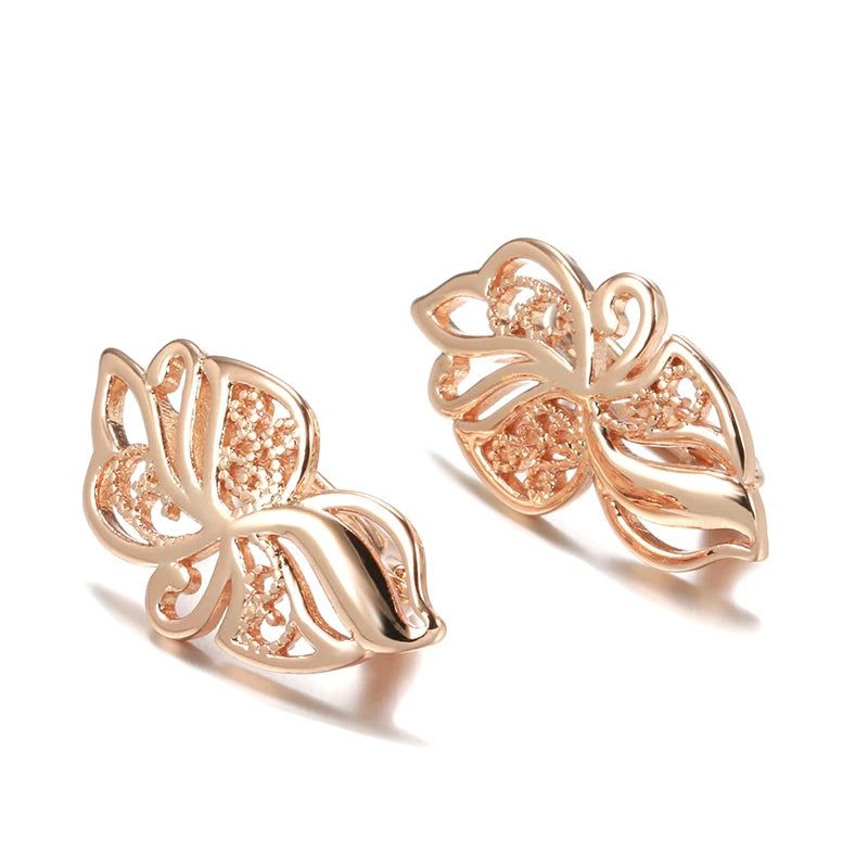 Smart Vintage-Inspired 585 Rose Gold Hollow Flower Drop Earrings