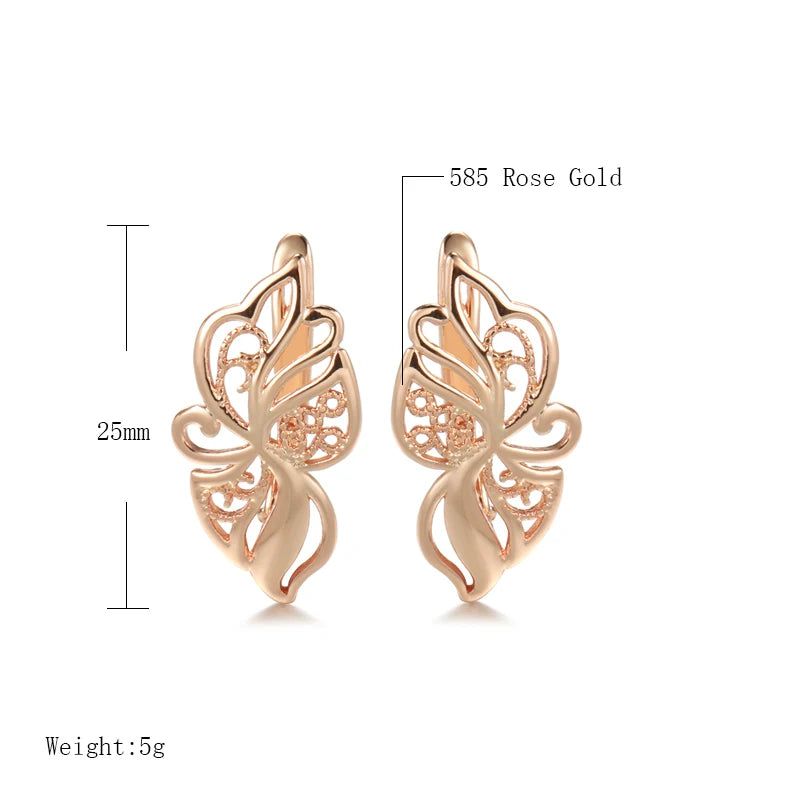 Smart Vintage-Inspired 585 Rose Gold Hollow Flower Drop Earrings