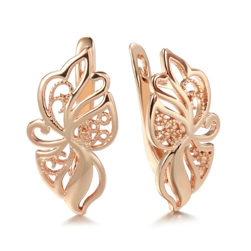 Smart Vintage-Inspired 585 Rose Gold Hollow Flower Drop Earrings