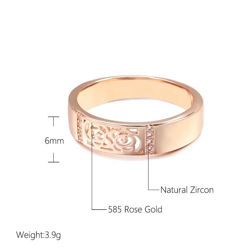 Smart Vintage-Inspired 585 Rose Gold Hollow Flower Ring with Natural Zircon