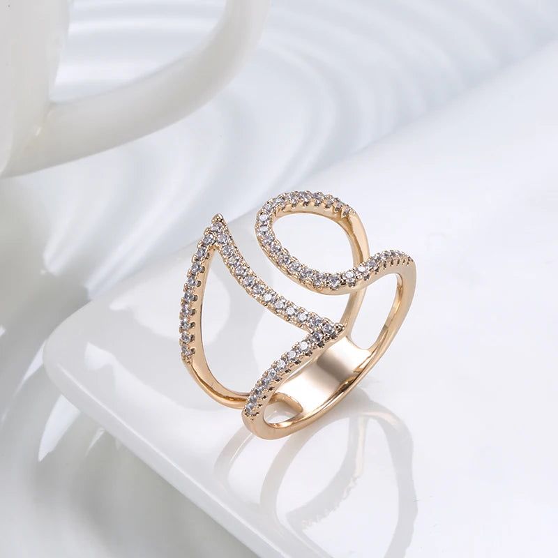 Smart Vintage-Inspired 585 Rose Gold Natural Zircon Geometric Ring