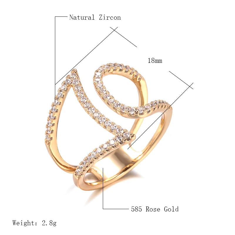 Smart Vintage-Inspired 585 Rose Gold Natural Zircon Geometric Ring