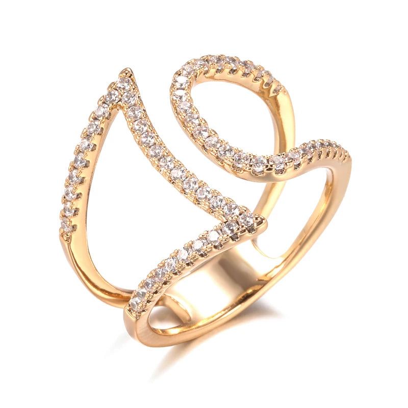 Smart Vintage-Inspired 585 Rose Gold Natural Zircon Geometric Ring