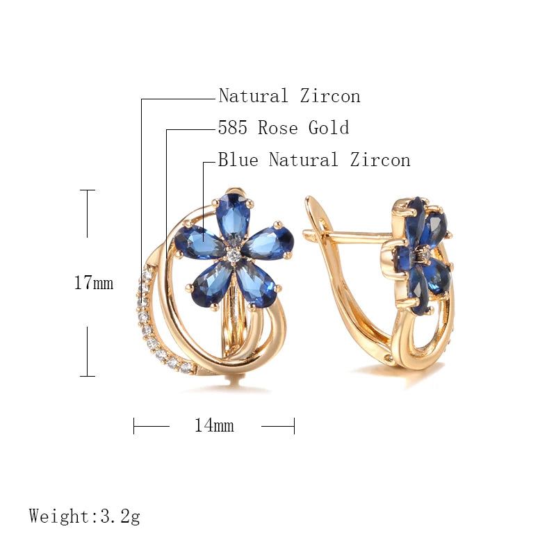 Smart Vintage-Inspired Blue Zircon Stud Earrings in 585 Rose Gold Finish