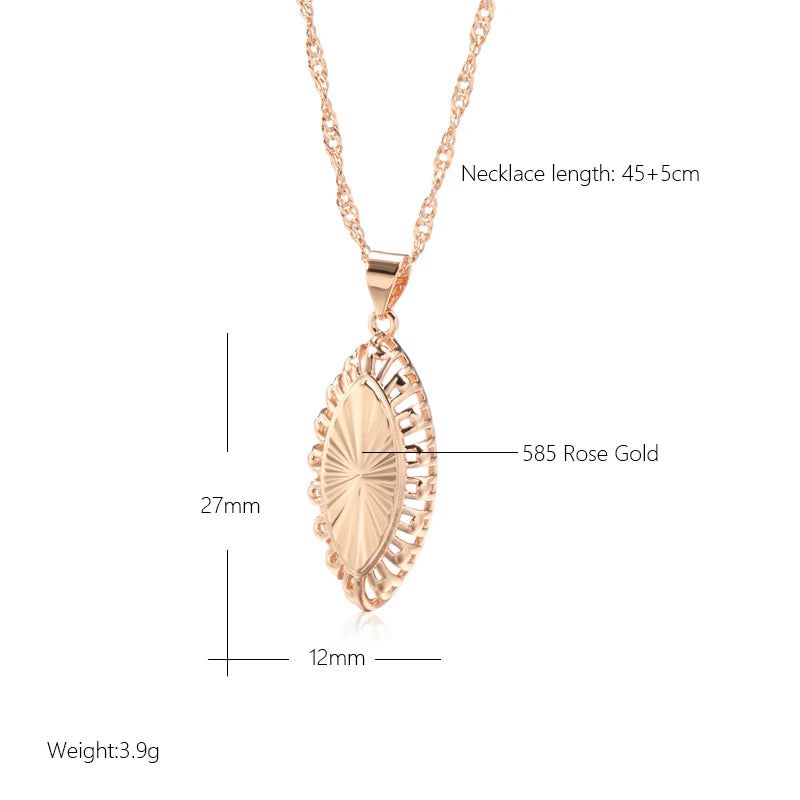 Smart Vintage-Inspired Glossy Rhombus Pendant Necklace in 585 Rose Gold