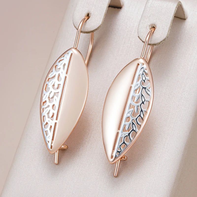 Smart Vintage-Inspired Long Drop Earrings in 585 Rose Gold and Silver