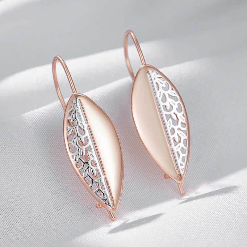 Smart Vintage-Inspired Long Drop Earrings in 585 Rose Gold and Silver