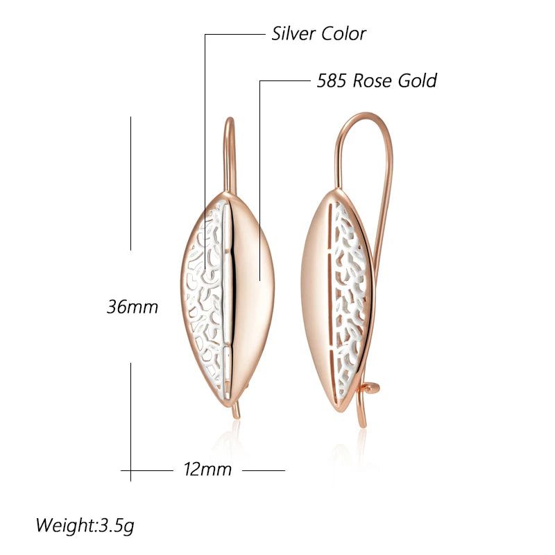 Smart Vintage-Inspired Long Drop Earrings in 585 Rose Gold and Silver