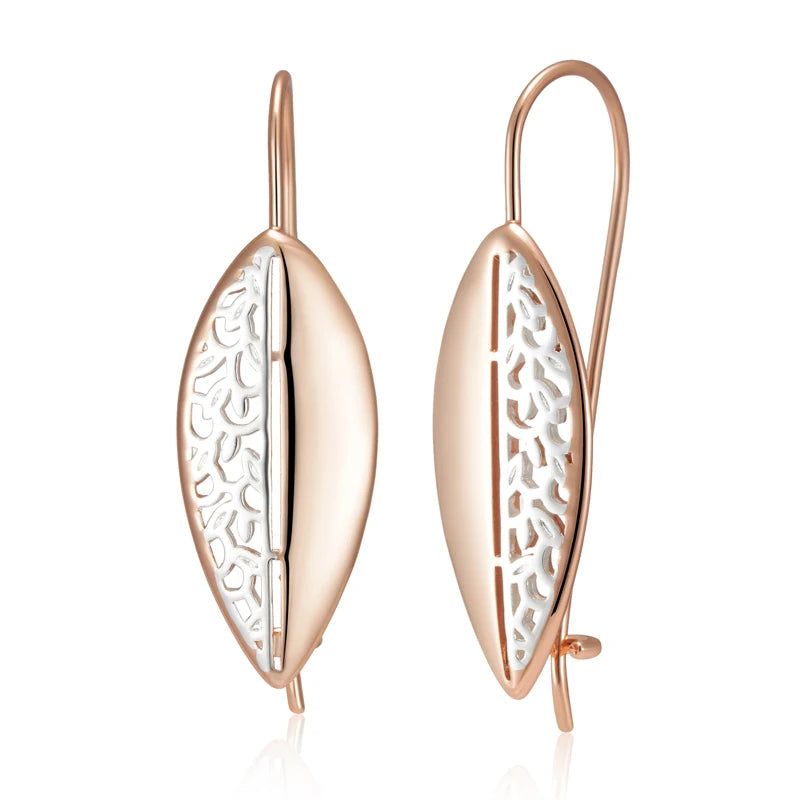 Smart Vintage-Inspired Long Drop Earrings in 585 Rose Gold and Silver