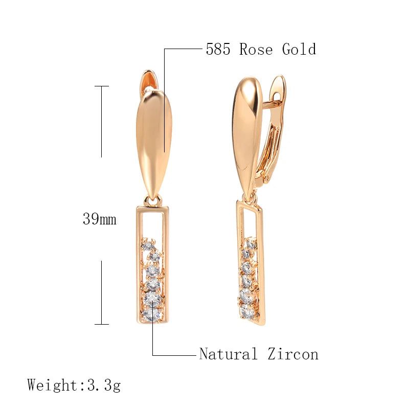 Smart Vintage-Inspired Rose Gold Drop Earrings with Natural Zircon and Micro Wax Inlay