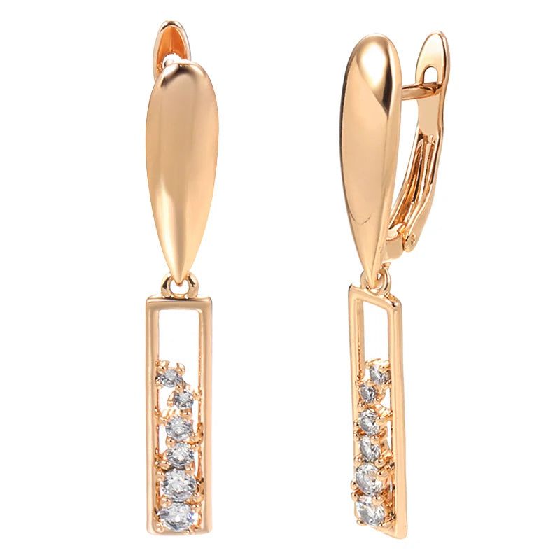 Smart Vintage-Inspired Rose Gold Drop Earrings with Natural Zircon and Micro Wax Inlay