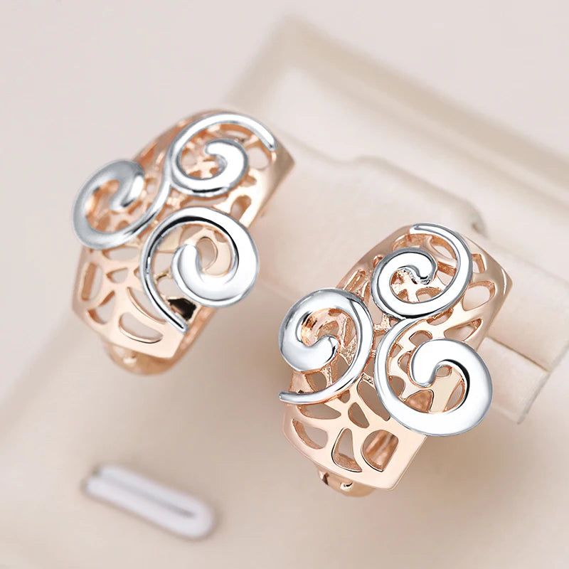 Smart Vintage-Inspired Rose Gold Flower Earrings with Silver Plating