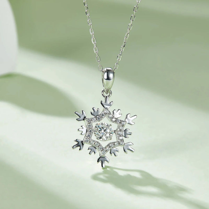 Snowflake Moissanite Diamond Pendant 925 Sterling Silver Jewelry Necklace Women with Twinkle Setting Moissanite