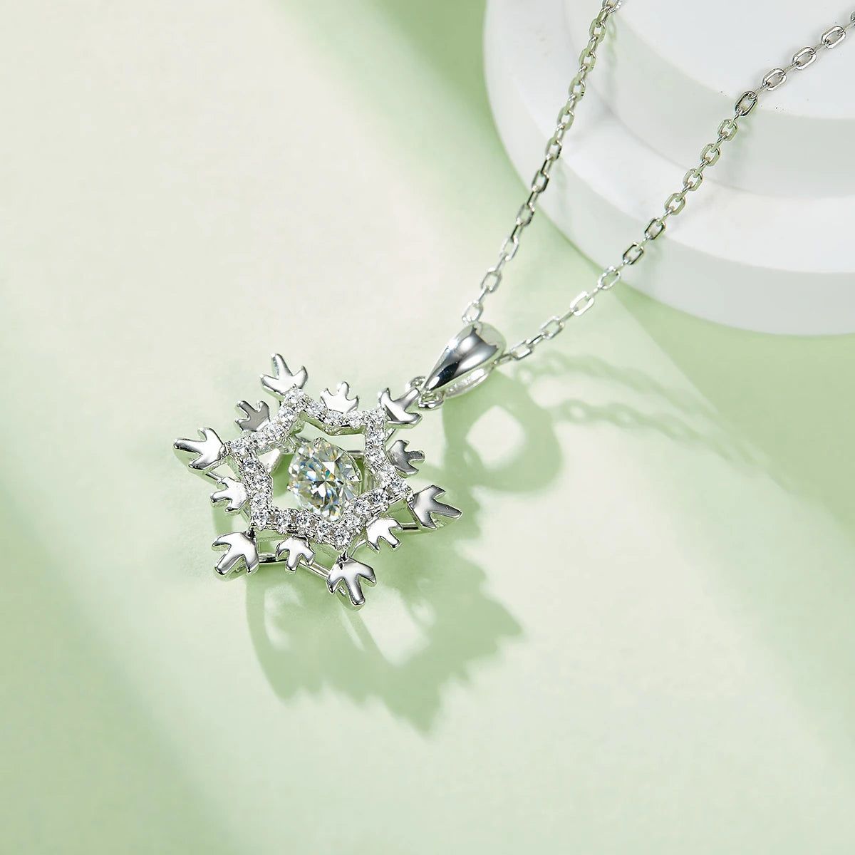 Snowflake Moissanite Diamond Pendant 925 Sterling Silver Jewelry Necklace Women with Twinkle Setting Moissanite