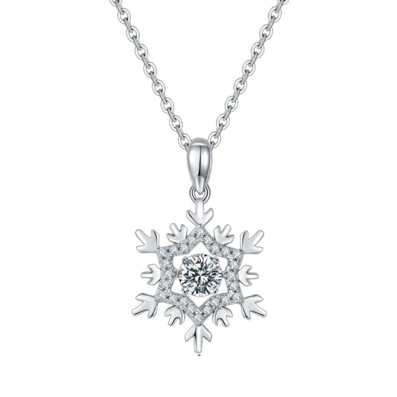 Snowflake Moissanite Diamond Pendant 925 Sterling Silver Jewelry Necklace Women with Twinkle Setting Moissanite