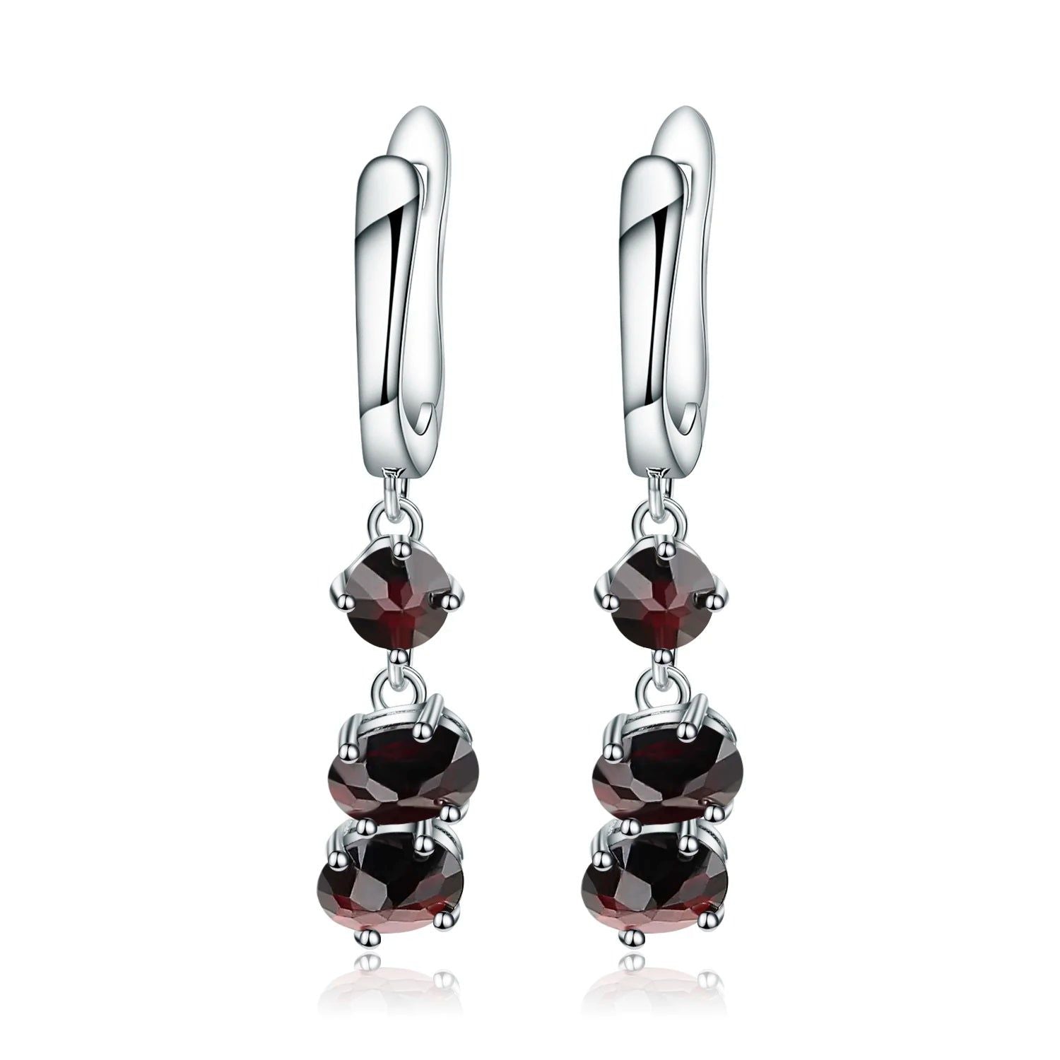 Solid 925 Sterling Silver Amethyst Drop Earrings