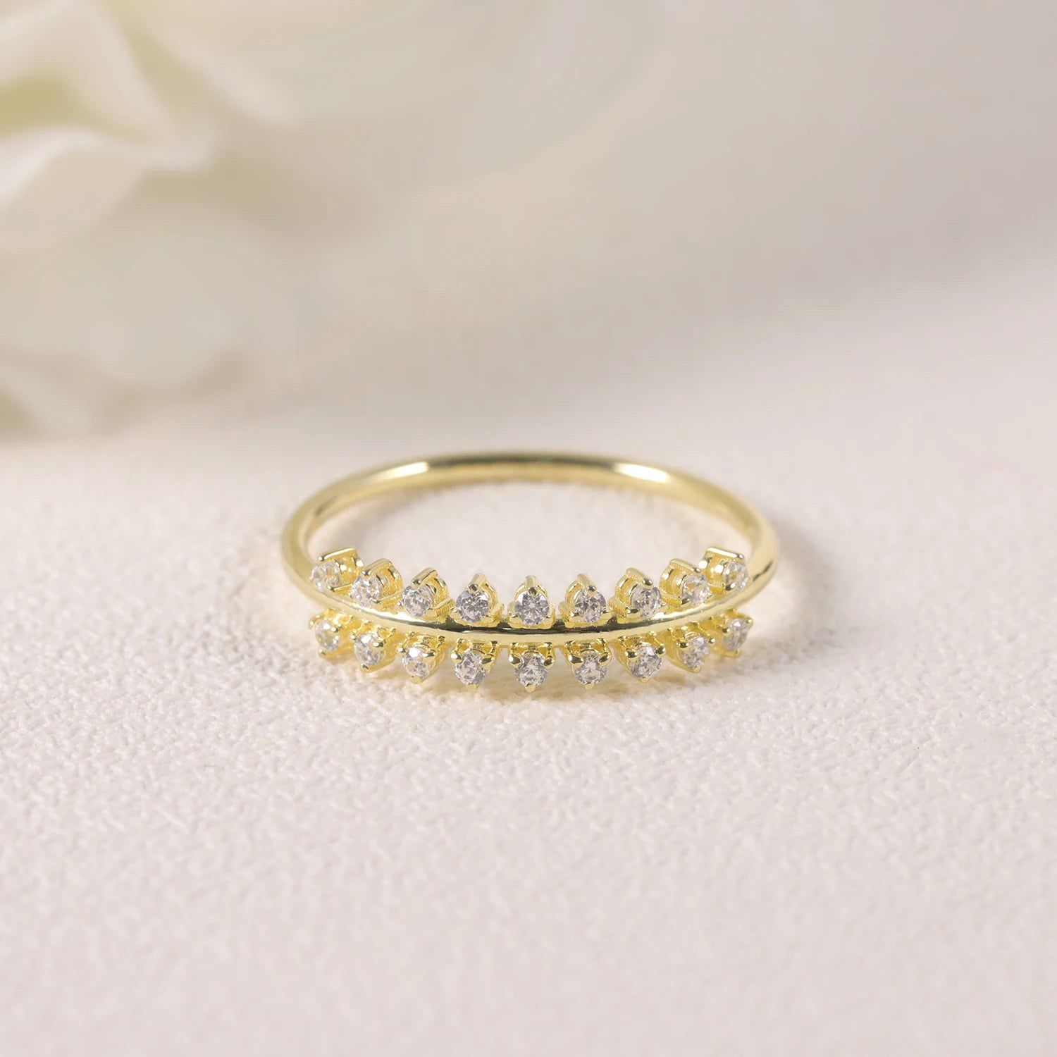 Solid 925 Sterling Silver Moissanite Ring Unique Moissanite Band Women Oval Cut Half Eternity Band Ring