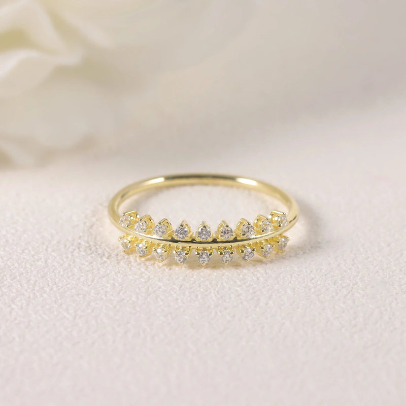 Solid 925 Sterling Silver Moissanite Ring Unique Moissanite Band Women Oval Cut Half Eternity Band Ring