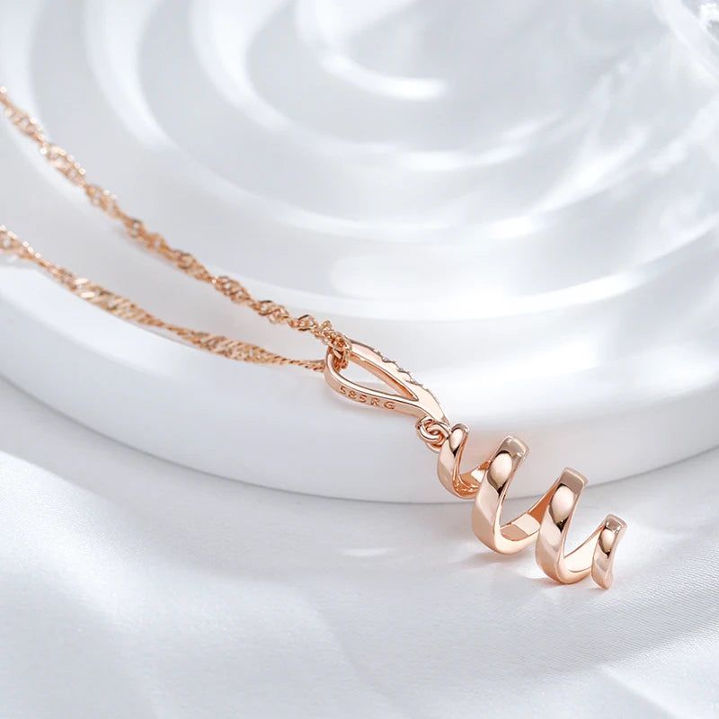 Sophisticated 585 Rose Gold Geometric Pendant Necklace with Natural Zircon for Bridal and Trendy Occasions