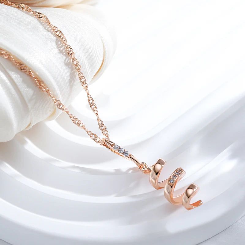 Sophisticated 585 Rose Gold Geometric Pendant Necklace with Natural Zircon for Bridal and Trendy Occasions