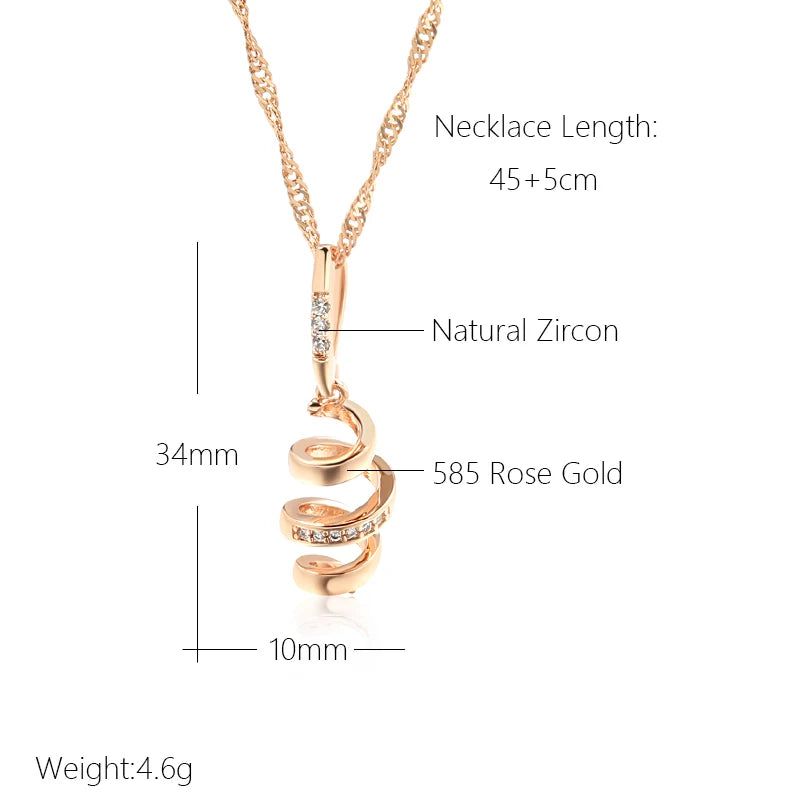 Sophisticated 585 Rose Gold Geometric Pendant Necklace with Natural Zircon for Bridal and Trendy Occasions