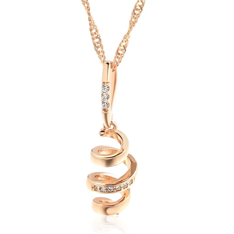 Sophisticated 585 Rose Gold Geometric Pendant Necklace with Natural Zircon for Bridal and Trendy Occasions