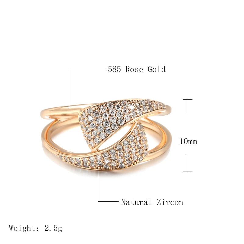 Sophisticated 585 Rose Gold Geometric Ring with Natural Zircon Inlay