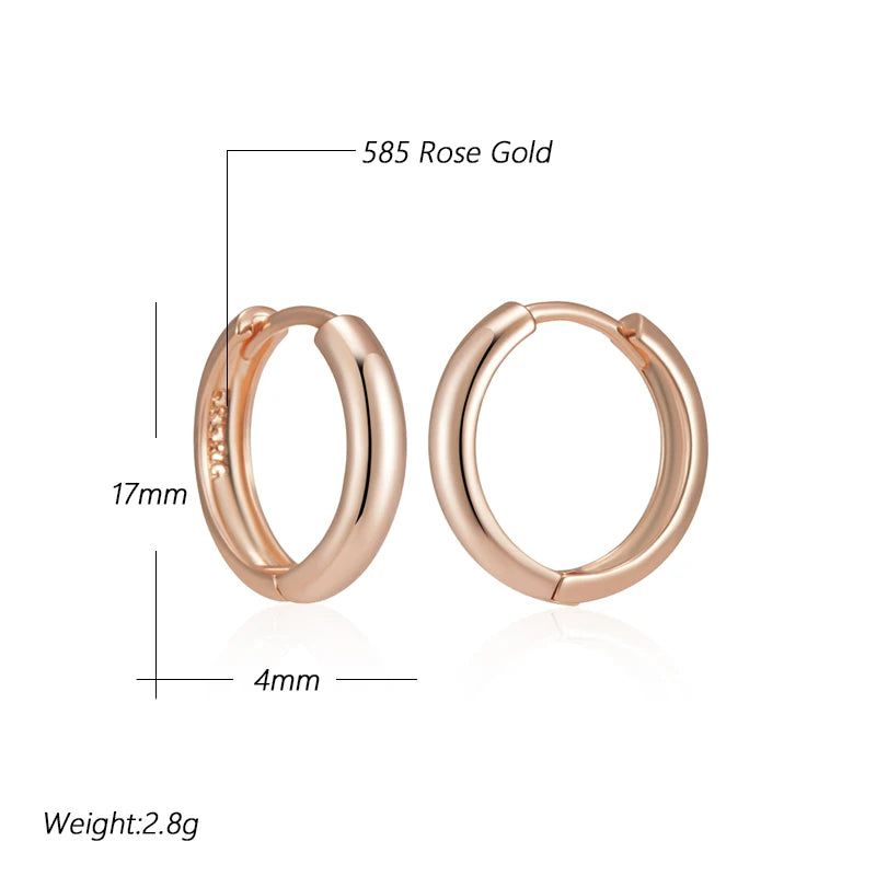 Sophisticated 585 Rose Gold Glossy Dangle Hoop Earrings - High-Quality Fashion Jewelry