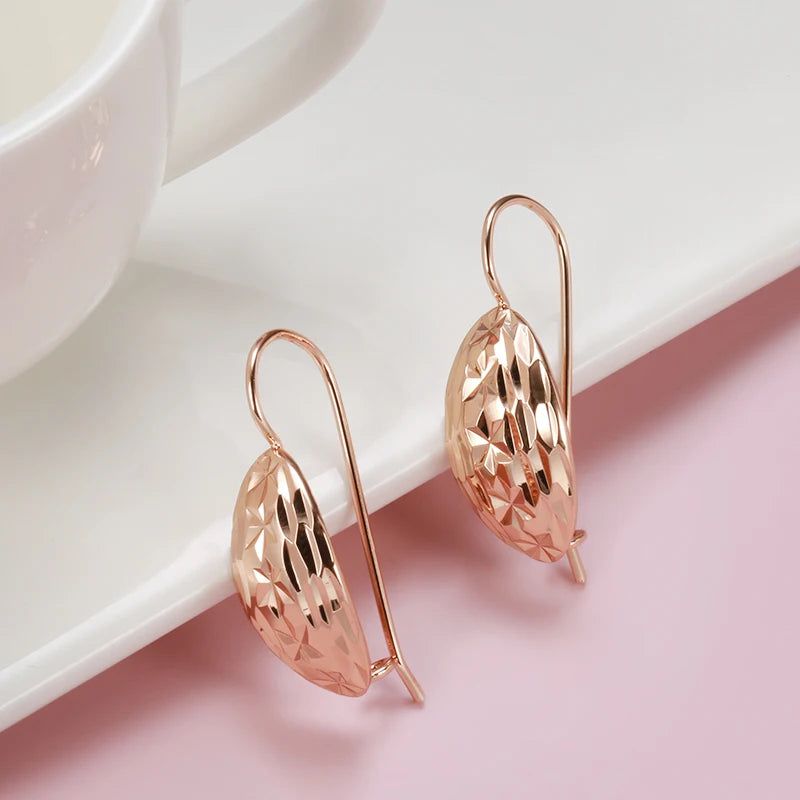 Sophisticated 585 Rose Gold Hollow Flower Long Drop Bridal Earrings - Unique Fashion Jewelry