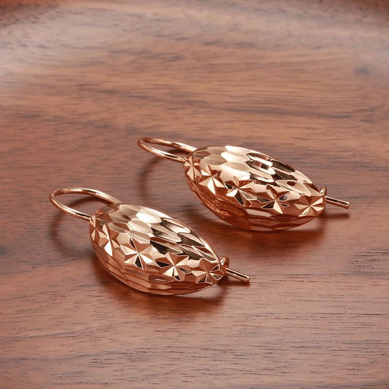 Sophisticated 585 Rose Gold Hollow Flower Long Drop Bridal Earrings - Unique Fashion Jewelry