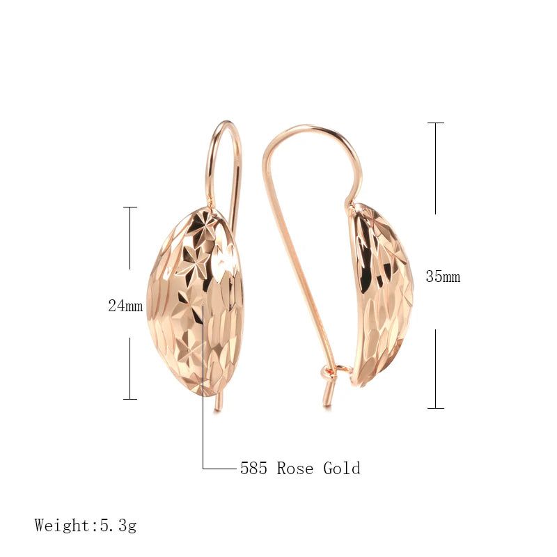 Sophisticated 585 Rose Gold Hollow Flower Long Drop Bridal Earrings - Unique Fashion Jewelry