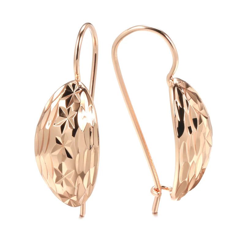 Sophisticated 585 Rose Gold Hollow Flower Long Drop Bridal Earrings - Unique Fashion Jewelry