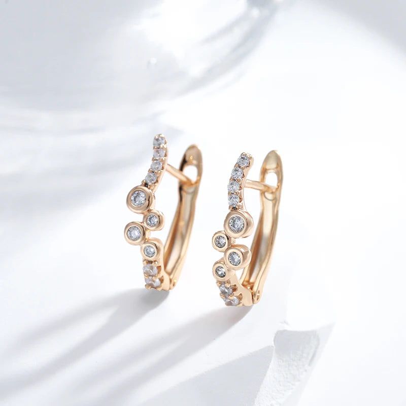 Sophisticated 585 Rose Gold Vintage Drop Earrings with Natural Zircon Accents