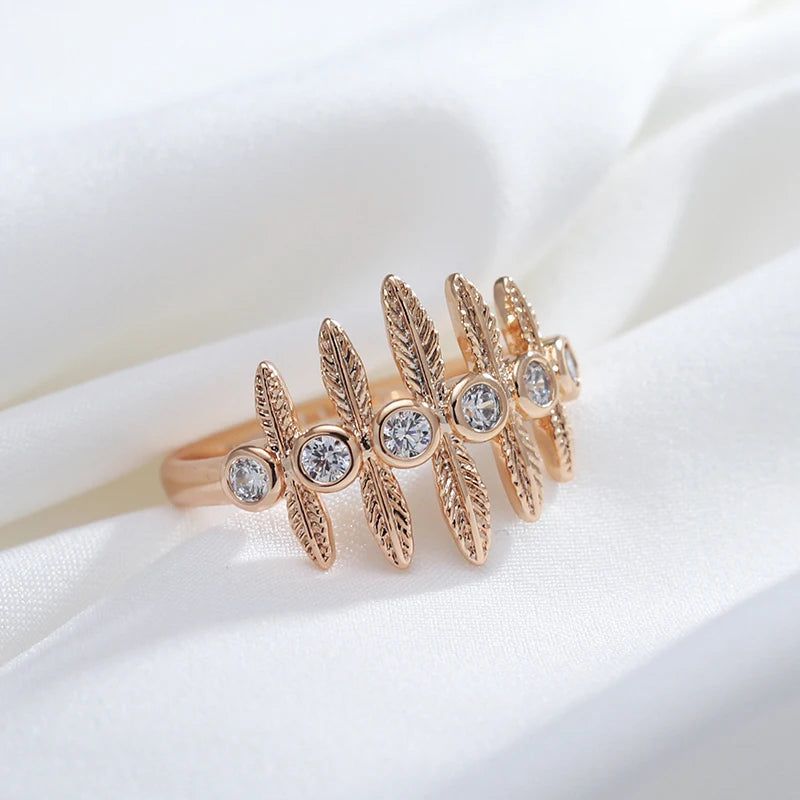 Sophisticated 585 Rose Gold Vintage Ring with Natural Zircon Accent