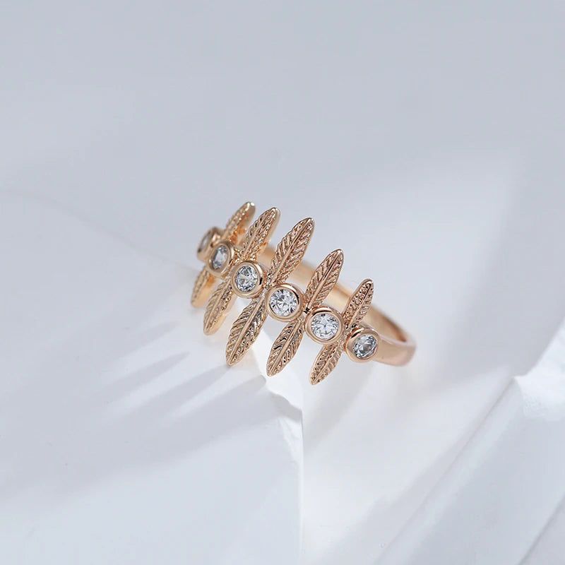 Sophisticated 585 Rose Gold Vintage Ring with Natural Zircon Accent