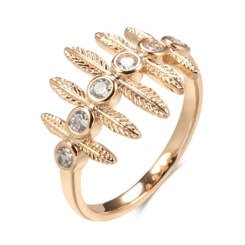 Sophisticated 585 Rose Gold Vintage Ring with Natural Zircon Accent