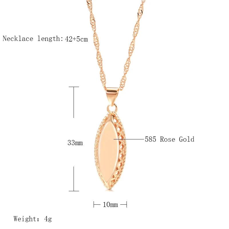 Sophisticated 585 Rose Gold Weaving Rhombus Pendant Necklace