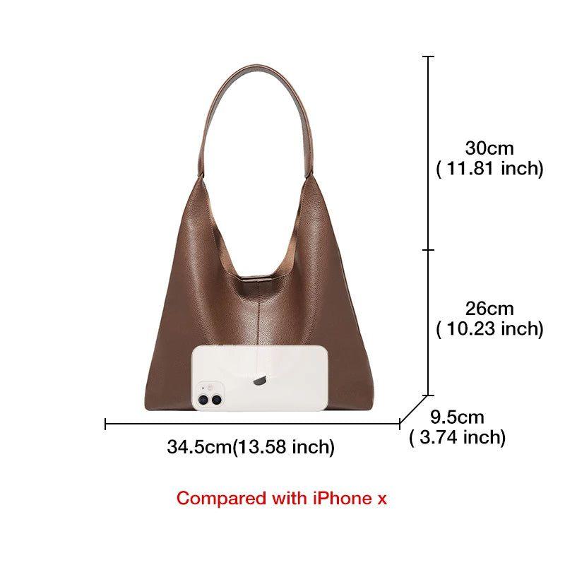 Sophisticated Foxer Minimalism 2024 Women's Soft Cowhide Large Casual Hobo Tote Bag