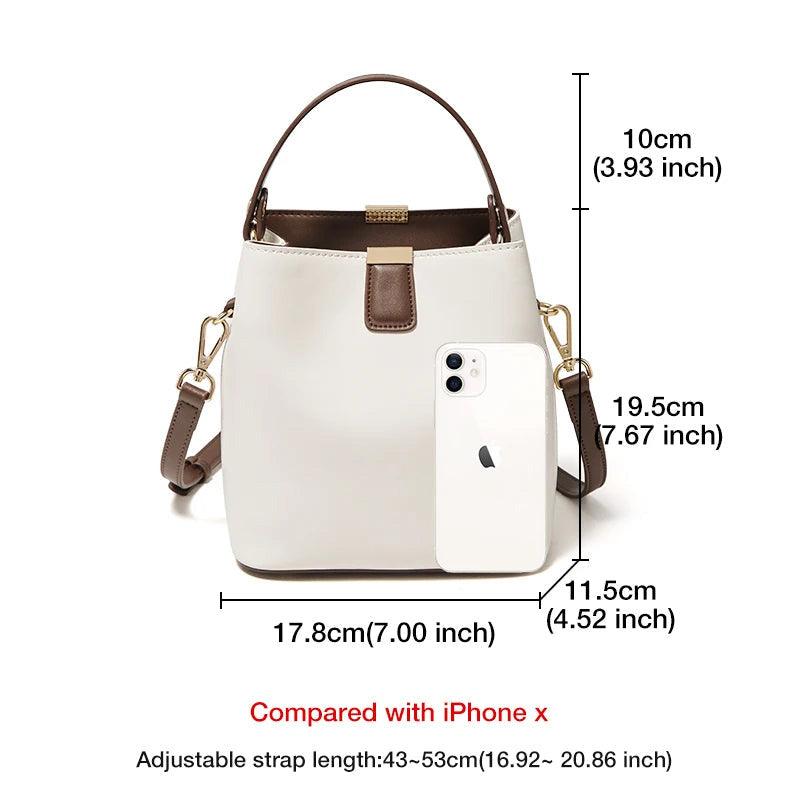 Sophisticated Foxer Split Leather Bucket Bag - Stylish Women's Handbag & Tote with Large Capacity