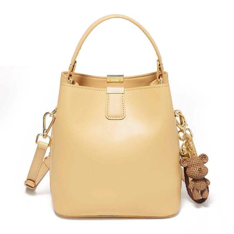 Sophisticated Foxer Split Leather Bucket Bag - Stylish Women's Handbag & Tote with Large Capacity