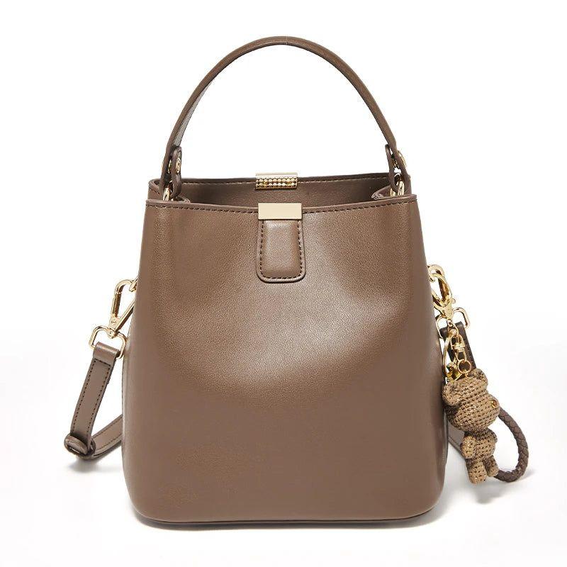 Sophisticated Foxer Split Leather Bucket Bag - Stylish Women's Handbag & Tote with Large Capacity