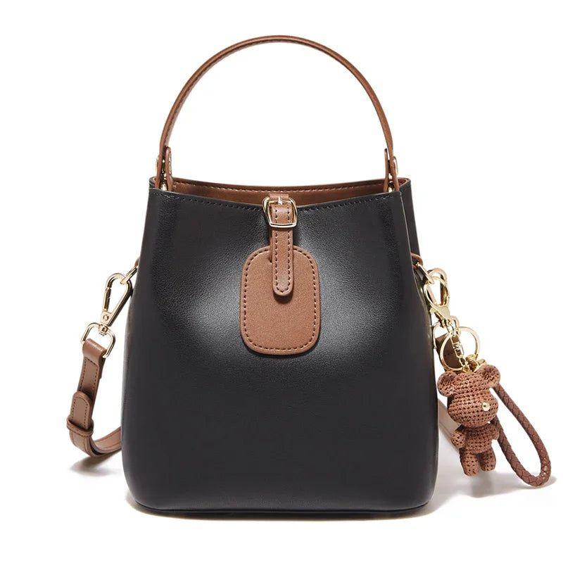 Sophisticated Foxer Split Leather Bucket Bag - Stylish Women's Handbag & Tote with Large Capacity