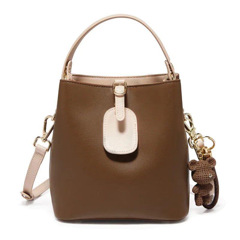 Sophisticated Foxer Split Leather Bucket Bag - Stylish Women's Handbag & Tote with Large Capacity