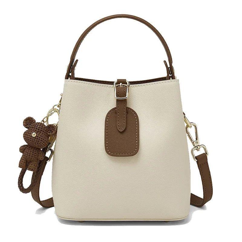 Sophisticated Foxer Split Leather Bucket Bag - Stylish Women's Handbag & Tote with Large Capacity