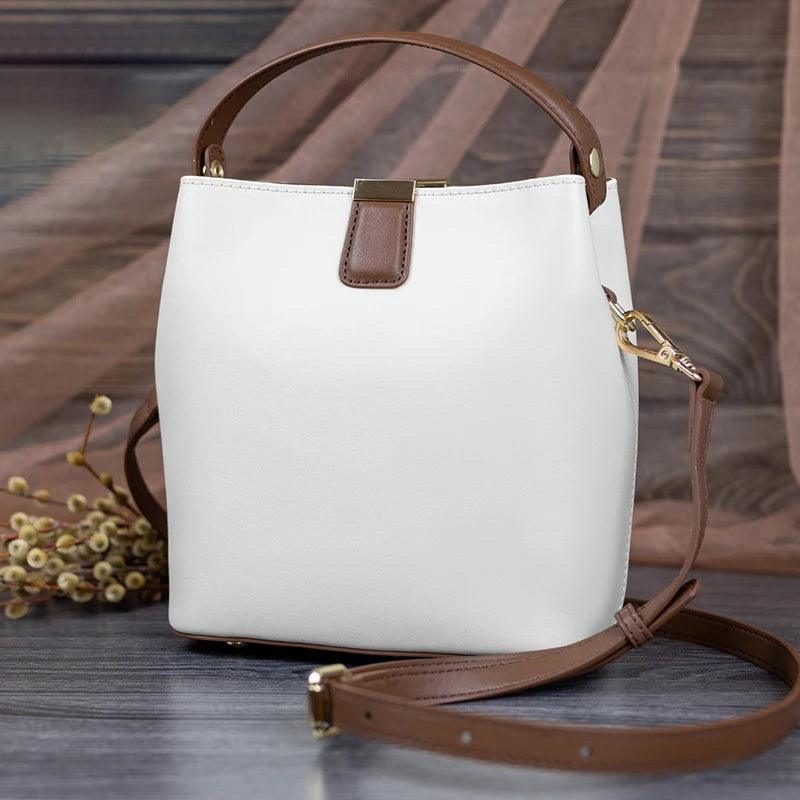 Sophisticated Foxer Split Leather Bucket Bag - Stylish Women's Handbag & Tote with Large Capacity