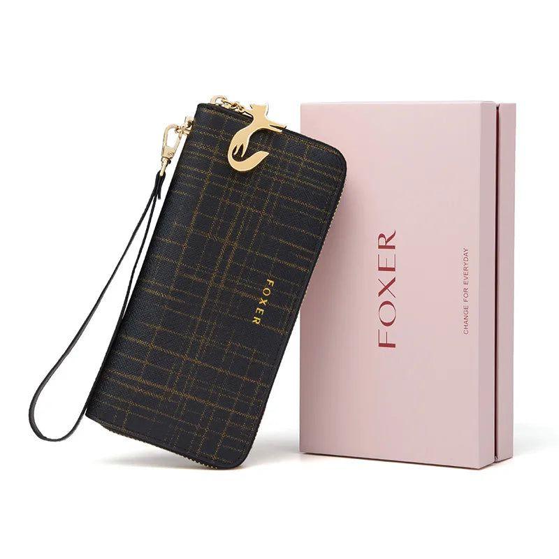 Sophisticated Foxer Women's Bifold Leather Wallet with Wristlet - Fashionable Clutch and Card Holder