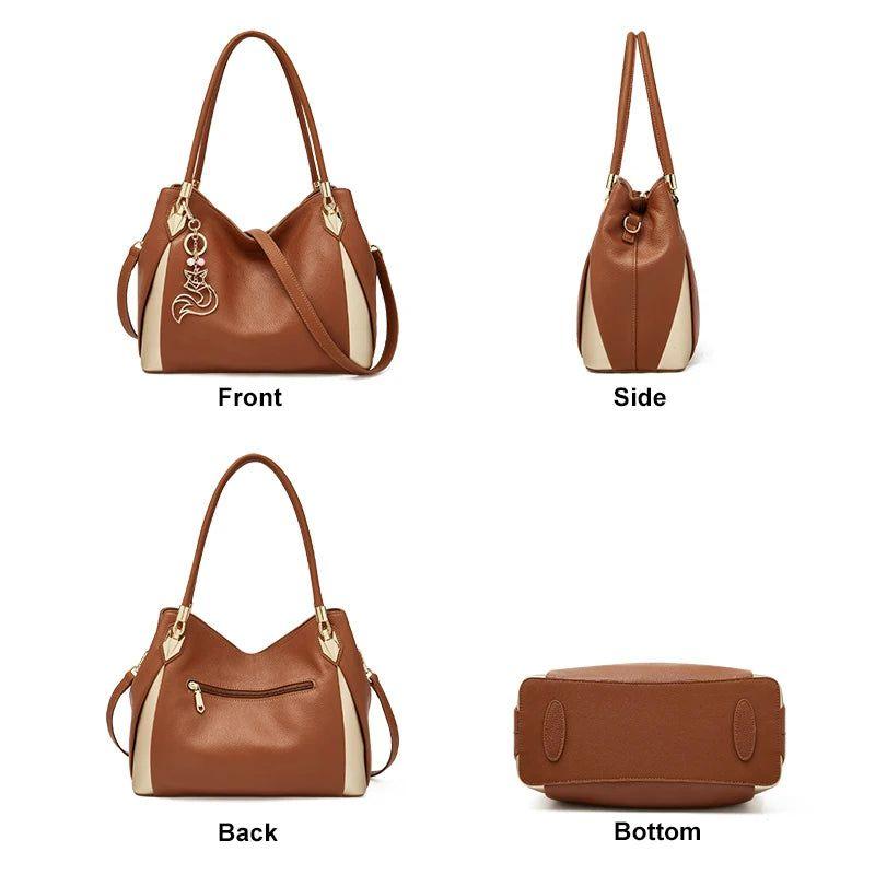 Sophisticated Foxer Women's Genuine Leather Cowhide Handbag - Versatile Crossbody & Shoulder Bag for Every Occasion